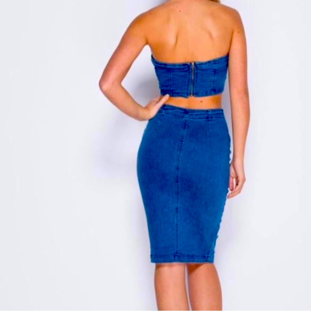Brand New Denim Skirt And Halter Brand New Denim Skirt And Halter